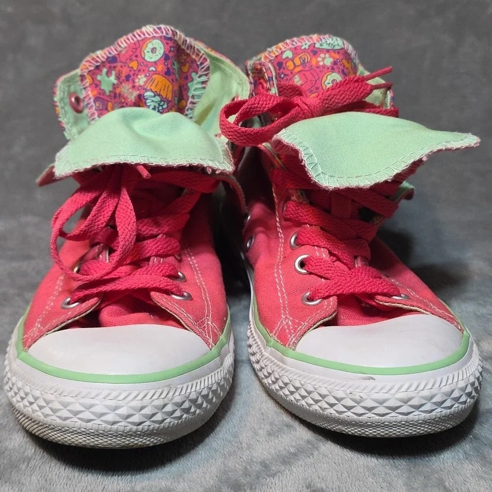 Girls Kids‎ Converse Chuck Taylor Two Fold Hi 645429F Pink Green Sneakers...